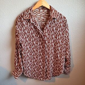 Brown and White Patterned Men's Shirt